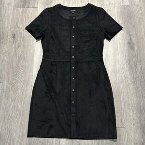 Women’s Black Suede Utility Button Down Shirt Dress Kenneth Cole Size 6